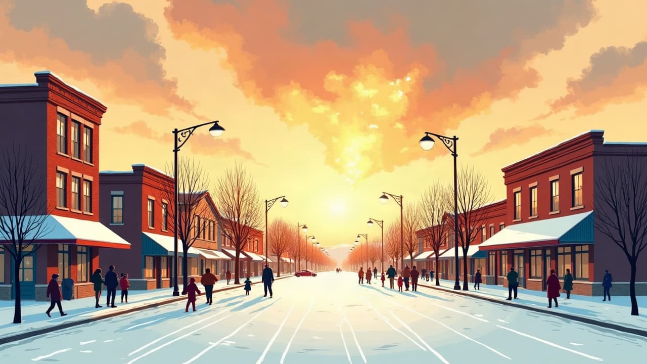 Editorial illustration: Winter in Twin Falls, ID: How Locals Get Through It